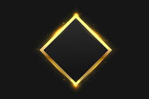 Golden sparkling frame on black background vector