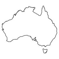 Outline map of Australia, geographical border of Australia map shape vector