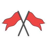 Two Crossed Red Flags Waving in the Wind vector