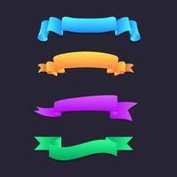 set of colorful ribbons on black background vector
