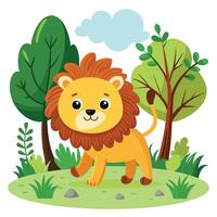 Charming Lion Character in Cartoon Style vector