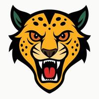 Fierce Expression of a Wild Leopard vector