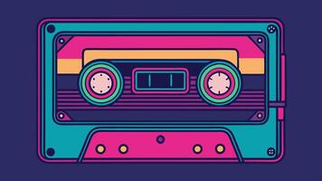 An illustration of a cassette player on a purple background vector