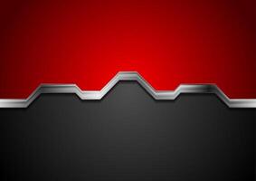 Hi-tech abstract red and black background with metal silver stripe vector