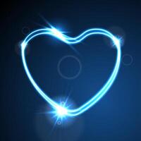 Blue heart, glowing neon effect abstract background vector