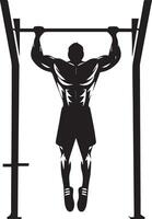 Man using a pull up bar vector