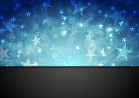 Blue shiny sparkling background with stars vector