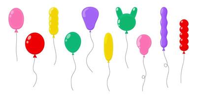 Colorful balloons in various shapes and sizes for celebrations and events vector