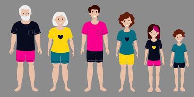 Family members of different ages in matching outfits show unity and togetherness vector