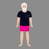 Elderly man in casual summer attire standing against a plain background vector