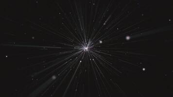 Cosmic interstellar hyperspace motion background animation. Flying at warp speed through glowing star light beams and particles in space. Galaxy starburst explosion animation. video