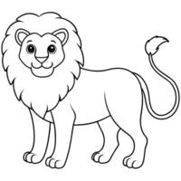 Easy Lion Coloring Page Outline vector