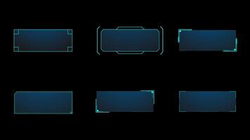 illustration of technology box, futuristic callout title banner, and digital frame boxes. HUD screen or textbook blue simple vector