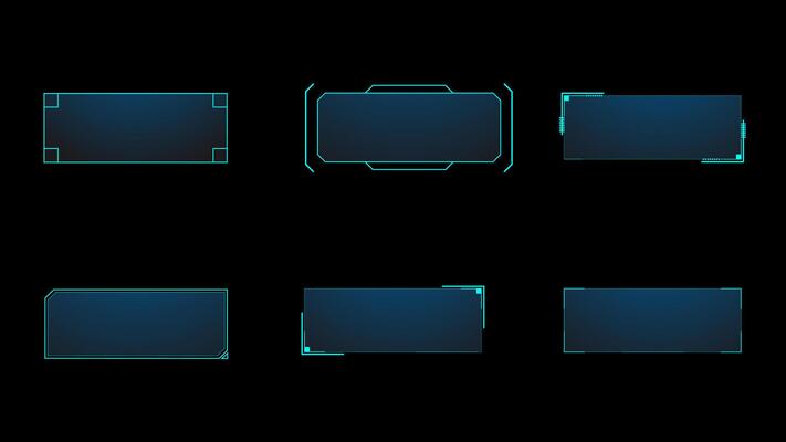 illustration of technology box, futuristic callout title banner, and digital frame boxes. HUD screen or textbook blue simple