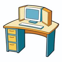 corner computer desk art vector