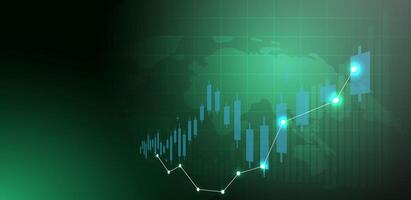 Abstract finance success with growth graph on green background vector