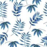 Seamless pattern with abstract tropical leaves of palm tree on white. background, jungle wallpaper for fabric vector