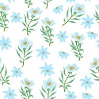 Seamless pattern with abstract flowers in blue colors, background, plants, botanical design for fashion, fabric vector