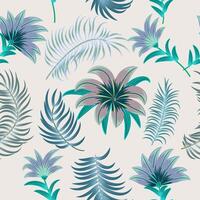 Seamless pattern with flowers and leaves of palm tree. vector
