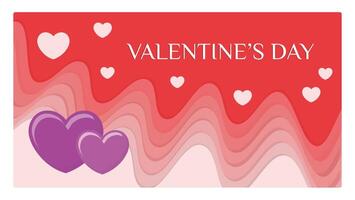 Valentine's Day banner with abstract hearts and wavy lines. vector
