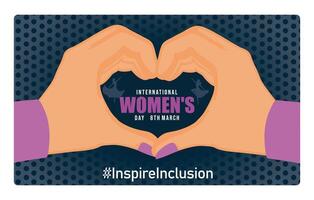 International Women's Day celebration with heart-shaped hands. vector