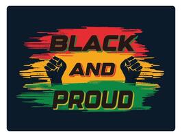 Inspirational black and proud graphics with raised hands and bright colors. vector