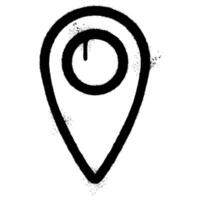 Spray Painted Graffiti Map pointer icon Sprayed isolated with a white background. graffiti GPS location symbol with over spray in black over white. vector