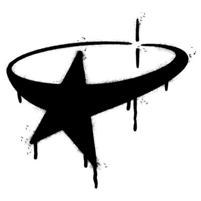 Spray Painted Graffiti star icon isolated on white background.