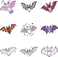 Cartoon different style Set of outline icons related to halloween. Linear icon collection. Editable stroke. Set of icons illustration vector