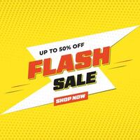 Flash Sale digital ad has a vibrant yellow background with a bold and dynamic design. vector