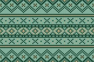Green and brow incandescent ceramic modalities, festive sweater design. Seamless knitting pattern vector