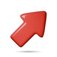3d Arrow pointing up and sideways red color. Realistic 3d render In minimal style. Icon isolated on white background. illustration vector