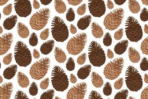 Winter seamless pattern with pine cones on awhite background. Design for wrapping paper, fabric, textile, cards. illustration vector
