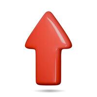 3d Arrow pointing up red color. Realistic 3d render In minimal style. Icon isolated on white background. illustration vector