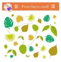 Form big to small. Puzzle game for kids. Attention tasks for children vector