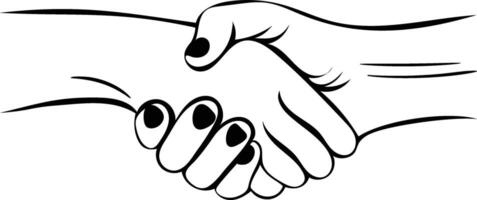 Handshake Line Art Black Lines Drawn on a White Background. Handshake Line Abstract Drawing for Modern Design vector