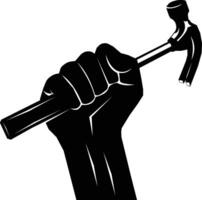 Hand hold hammer concept illustration of labor day vector