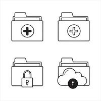Folders Line Icons Set vector