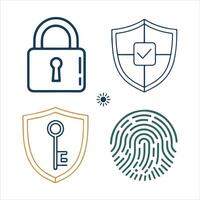 Website Security Line Icons Set vector