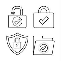 Secure Web Protection Icons Set vector