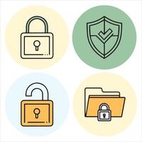 Web Security Protection Line Icons Set vector