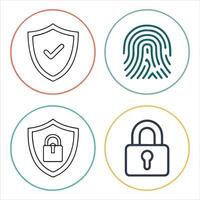 Data Security Line Icons Collection vector