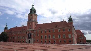 Old city. Warsaw Poland. Royal castle in red color. Empty street without tourists. video