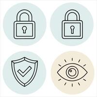 Digital Security Line Icons Pack vector