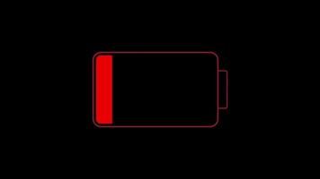 Animation featuring a low battery icon against a black background, ideal for digital and tech-themed projects. video