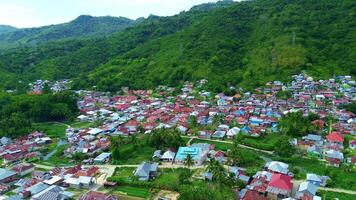 Aerial view of Village in the mountains. View from the top of the mountain video
