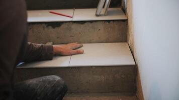 Installing ceramic tiles on stairs video