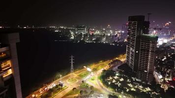 Top View of Illuminating Buildings and Highway video