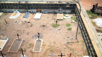 Top View of Grave yard with Graves and Crosses video