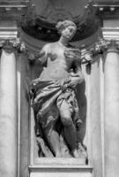 Sculpture close view background. Monument art. Black and white monochrome grayscale photo